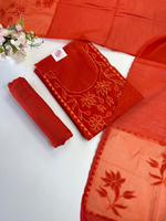 Soft Chanderi unstitched salwar set appliqué/ 1695