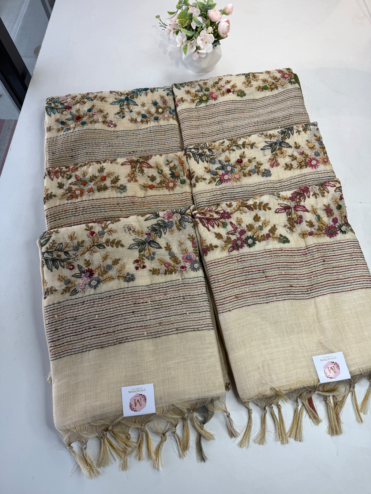 Tissue linen blended saree/ 1671