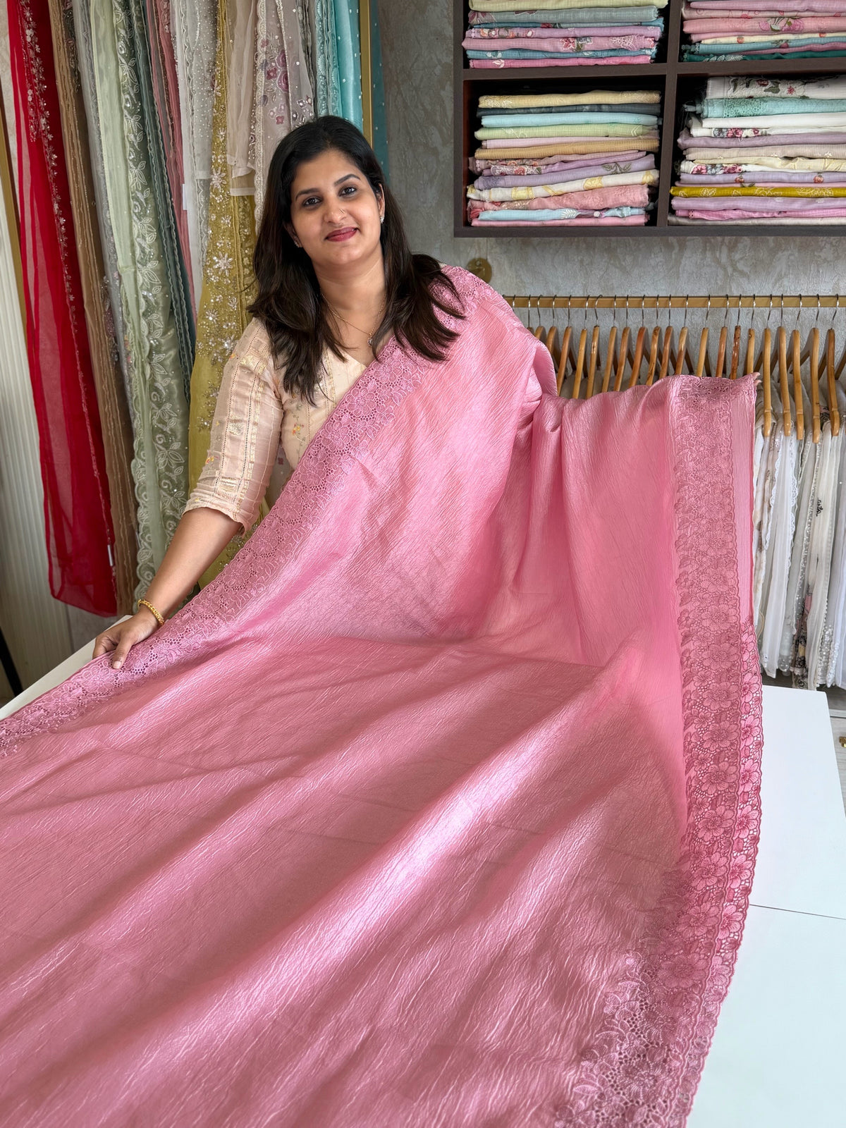 Crushed crape Saree/ CW053