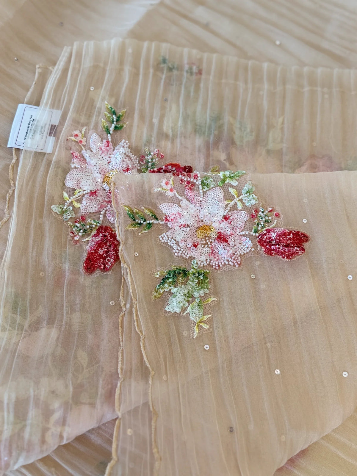 Crushed foil blended organza saree/ BL7317