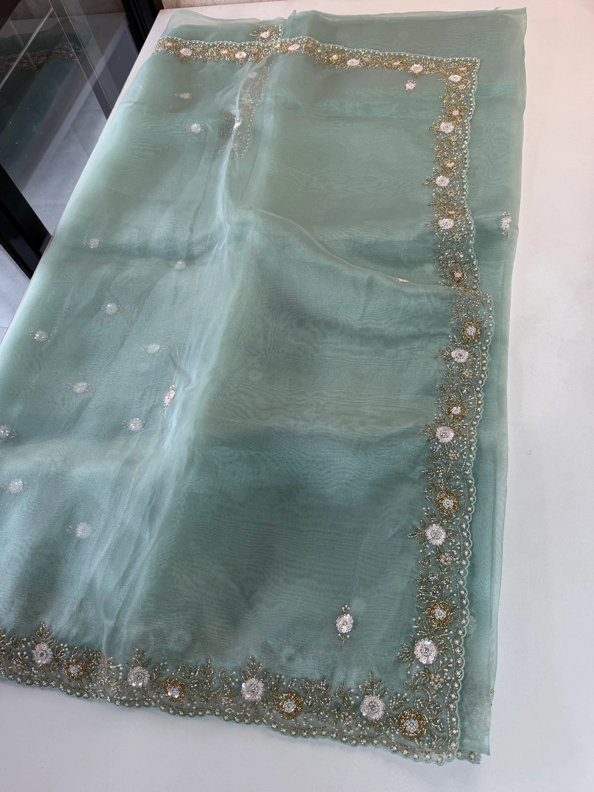 Glass organza party wear saree/ SA850