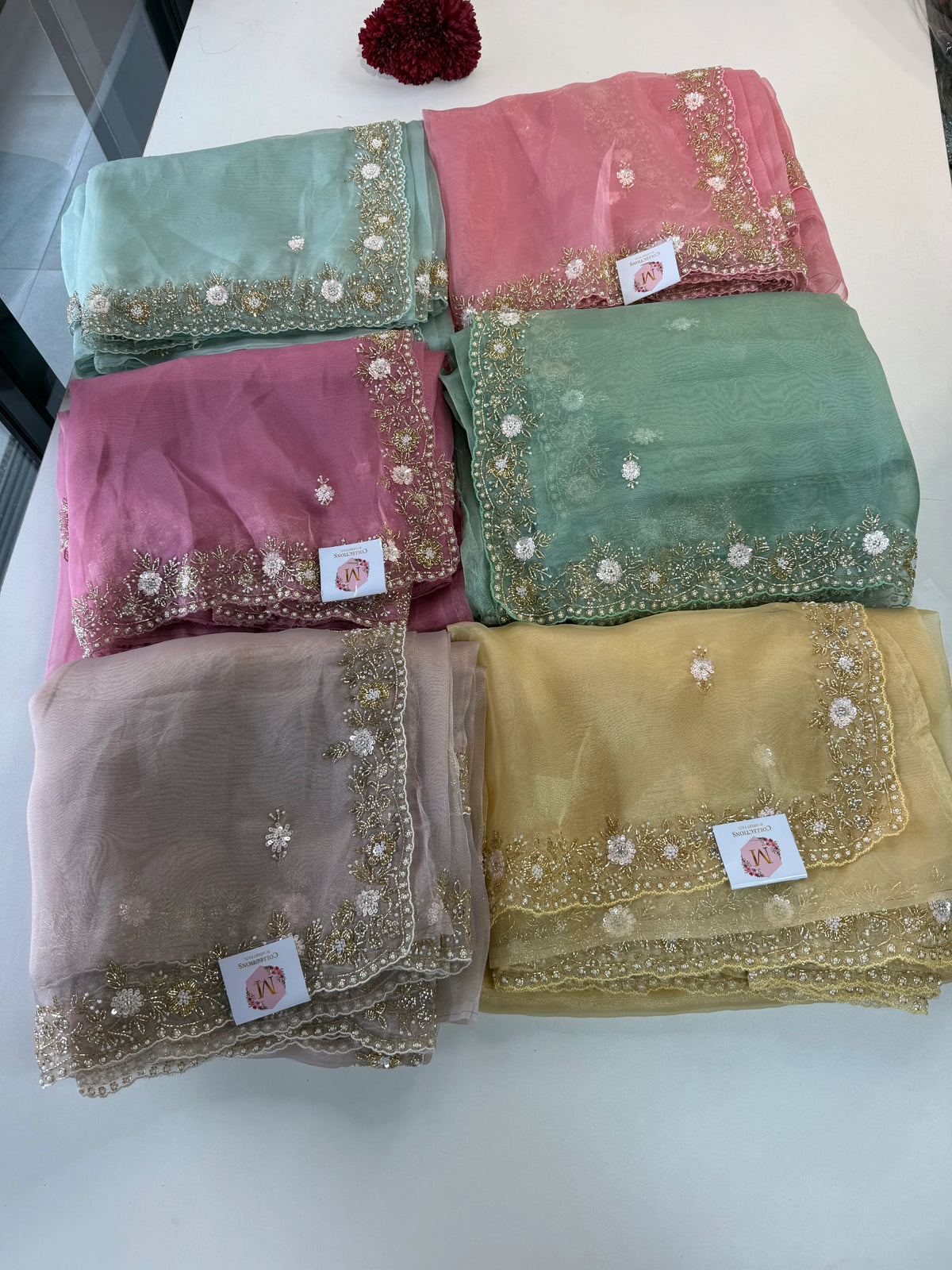 Glass organza party wear saree/ SA850