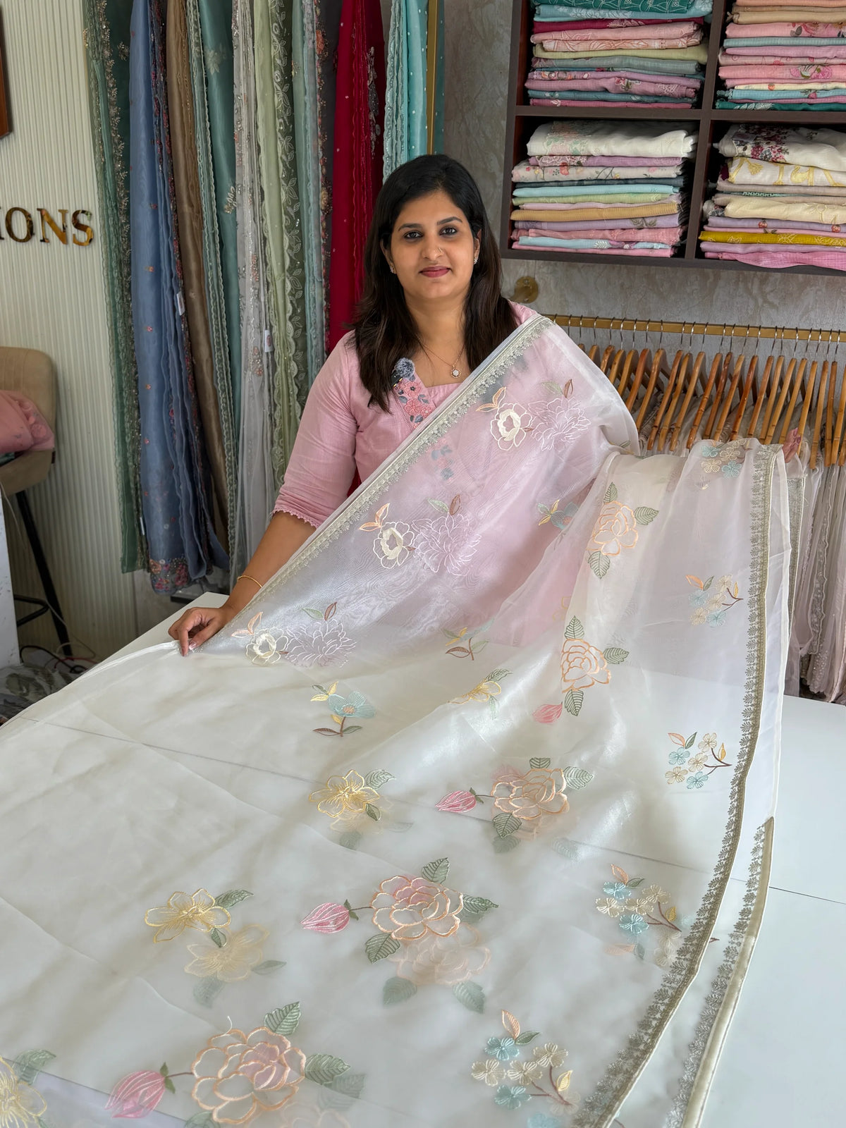 Glass Organza Saree/ 155L