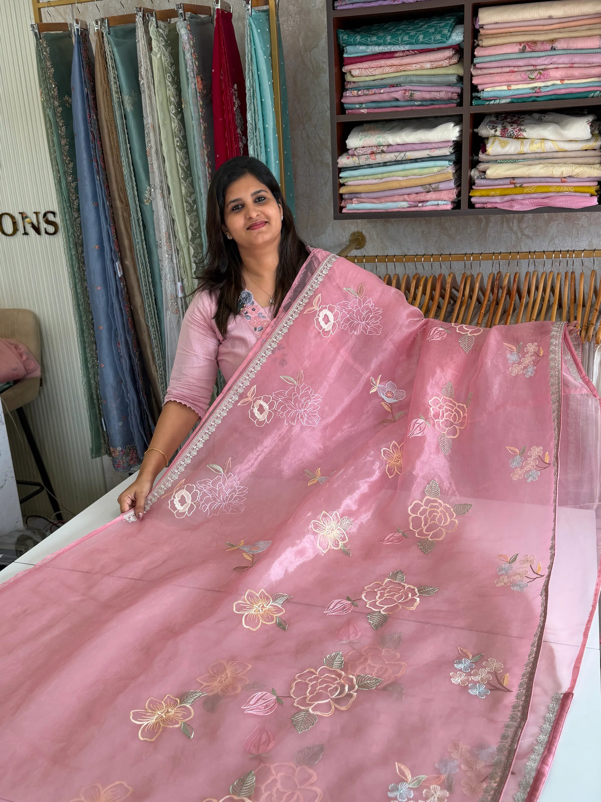 Glass Organza Saree/ 155L