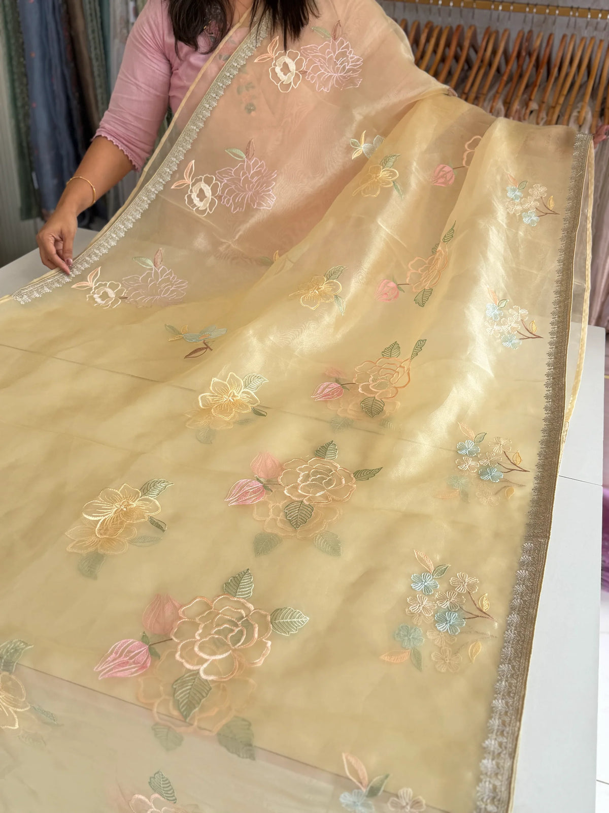 Glass Organza Saree/ 155L