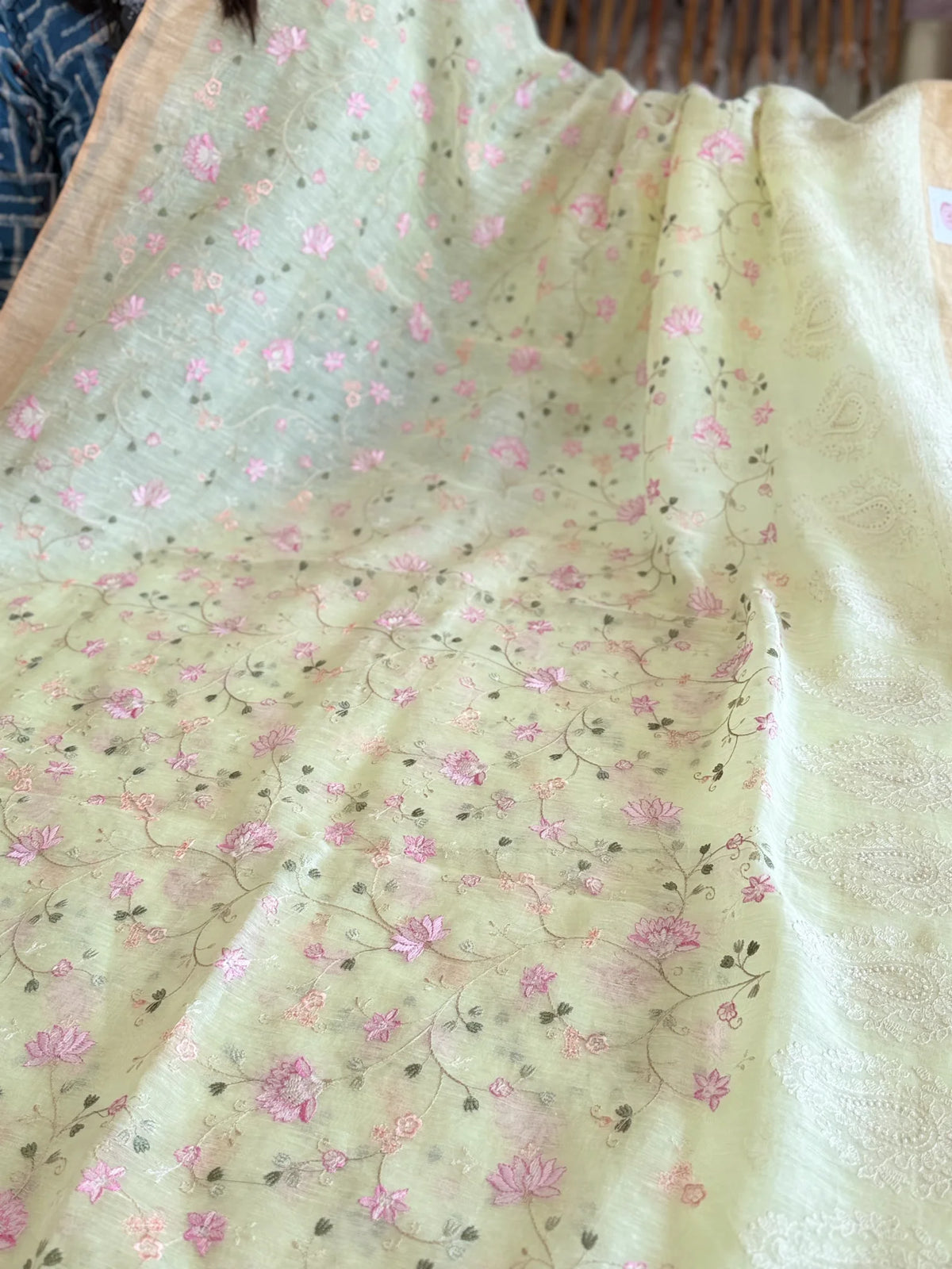 Pure Linen Kora silk saree/ K33