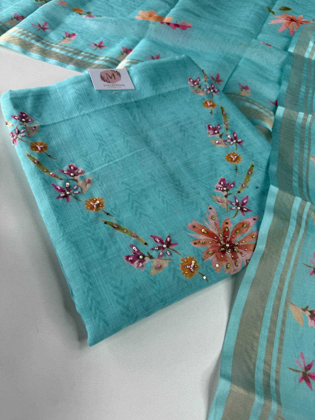 Soft linen cotton unstitched salwar set/ NC223