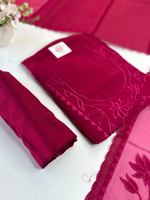 Soft Chanderi unstitched salwar set appliqué/ 1695