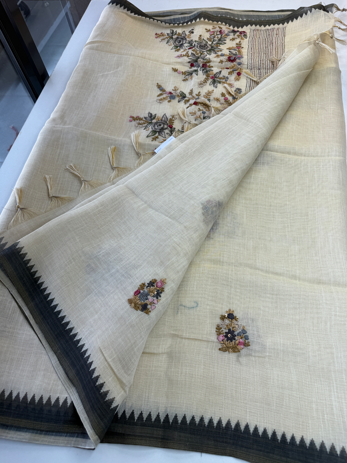 Tissue linen blended saree/ 1671