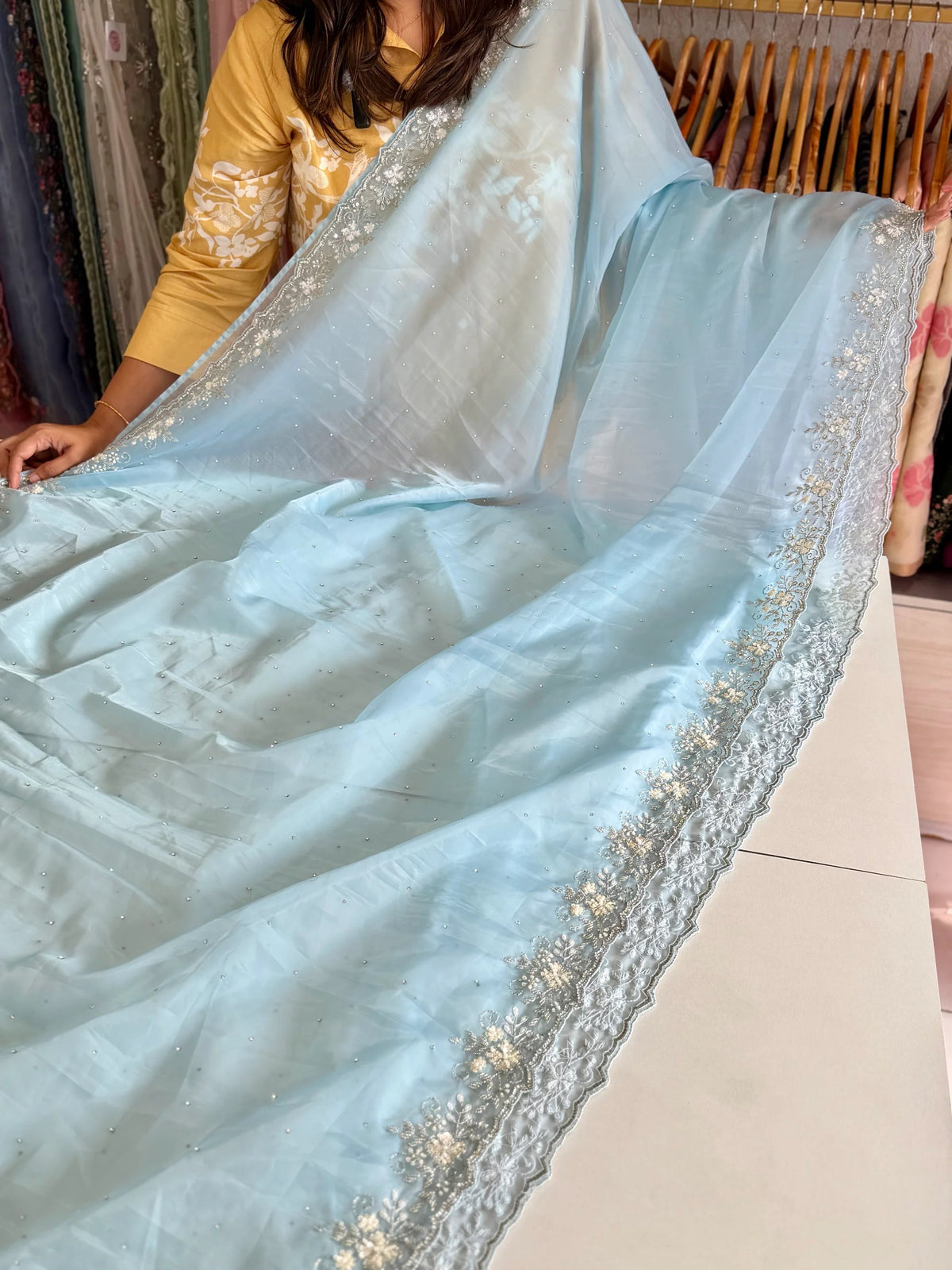 Satin organza saree/ AP59