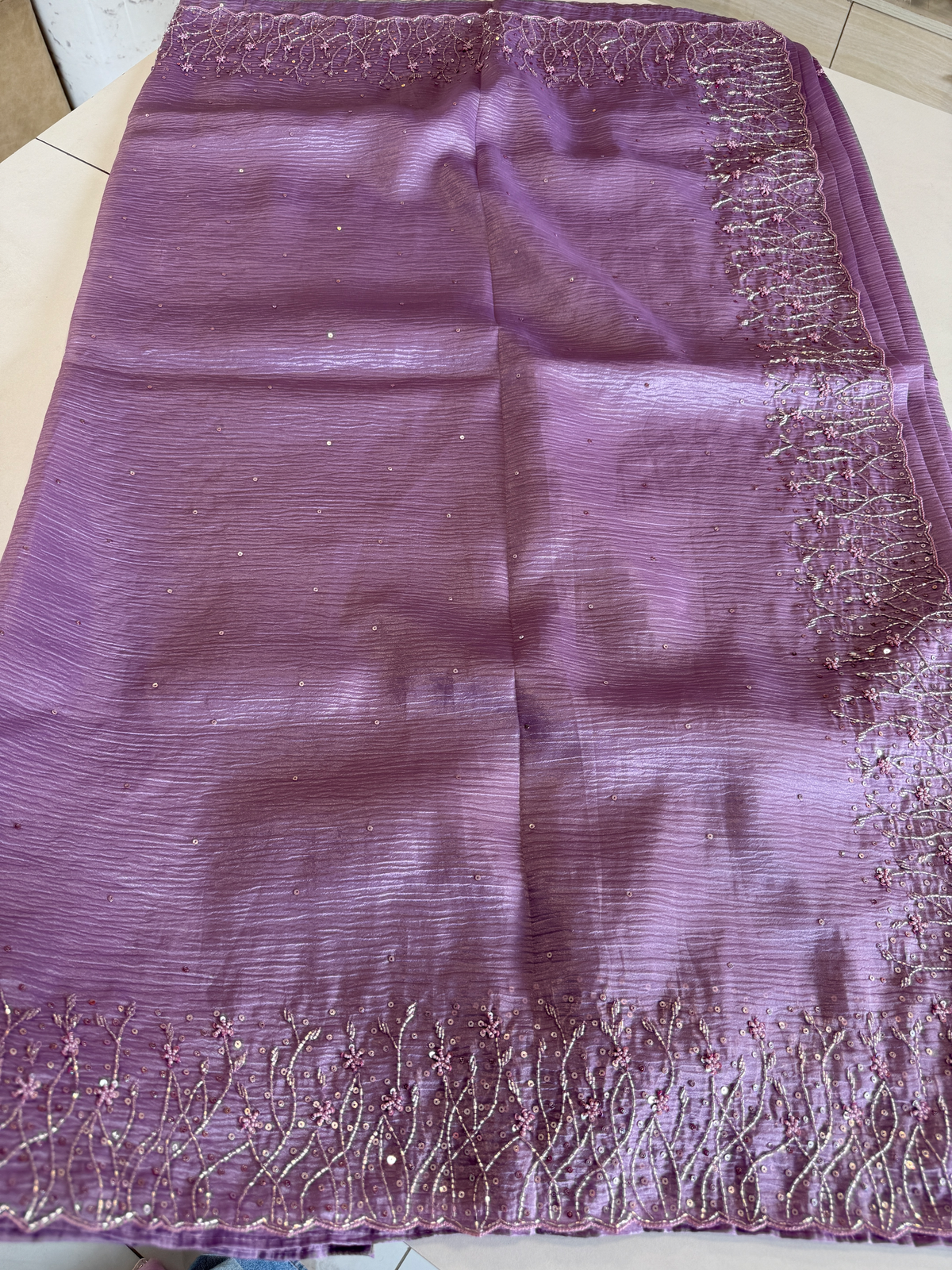 Crushed crape saree/ HW457