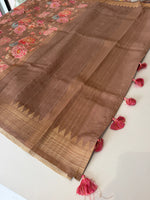 Semi Tussar finished saree/ E714