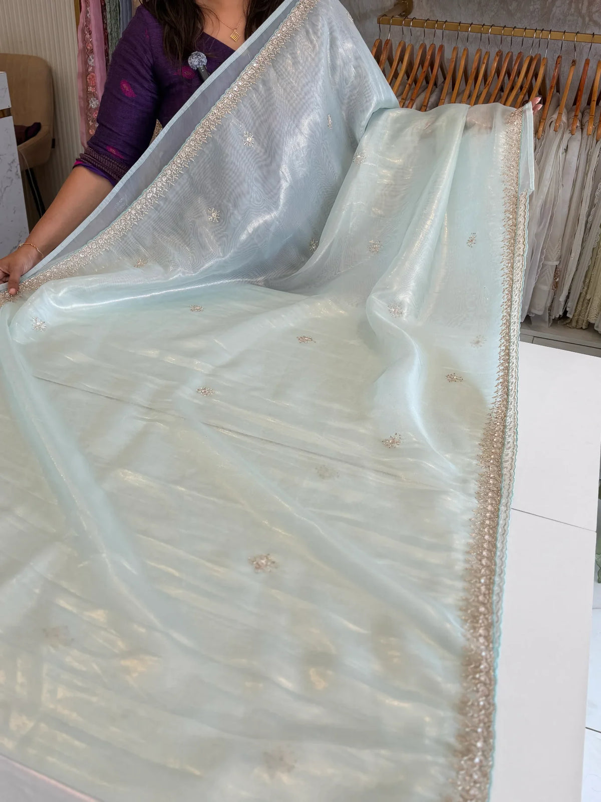 Tissue Organza party wear saree/PE92