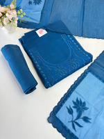 Soft Chanderi unstitched salwar set appliqué/ 1695