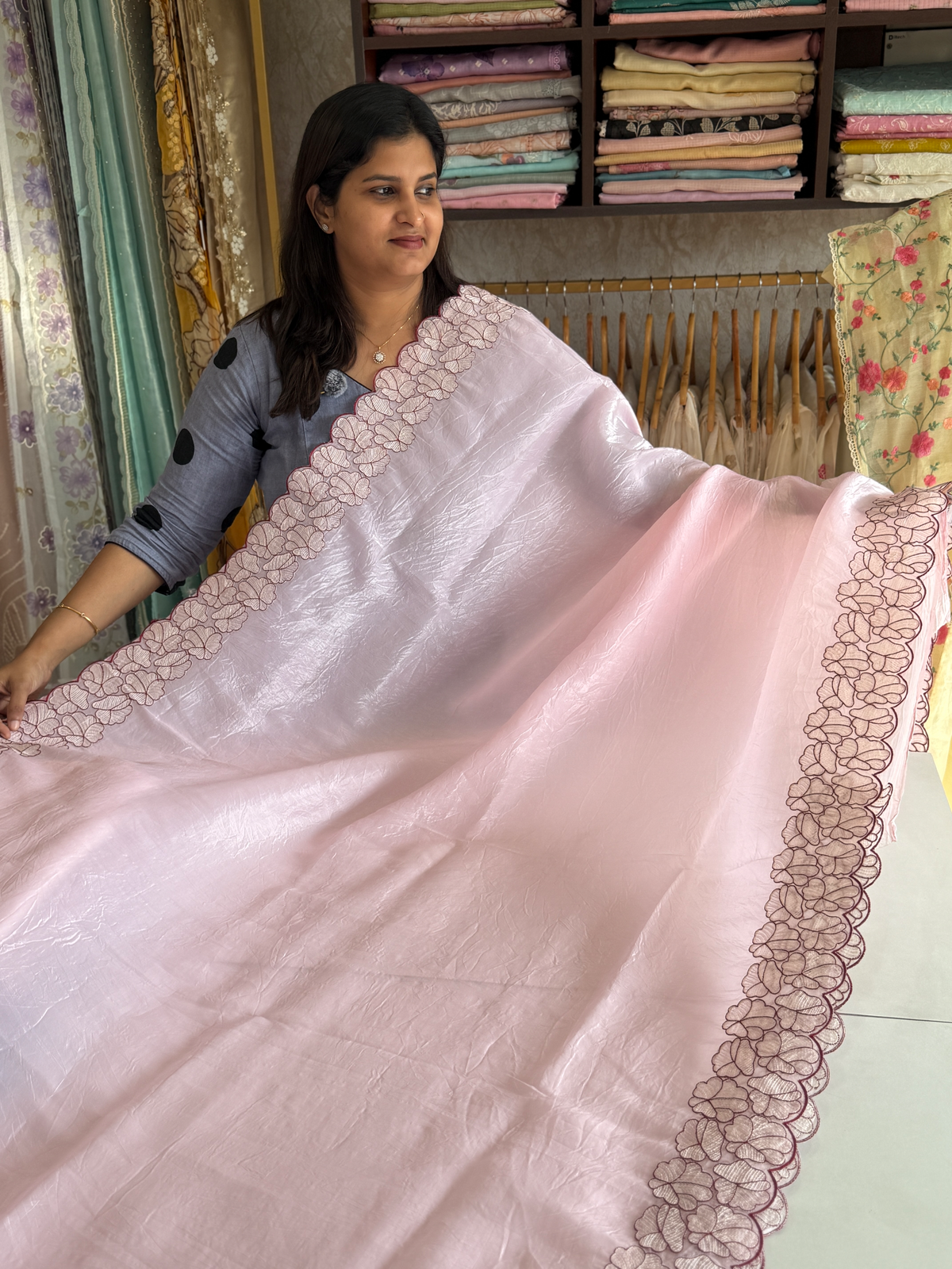 Crushed Organza Saree/ BP118