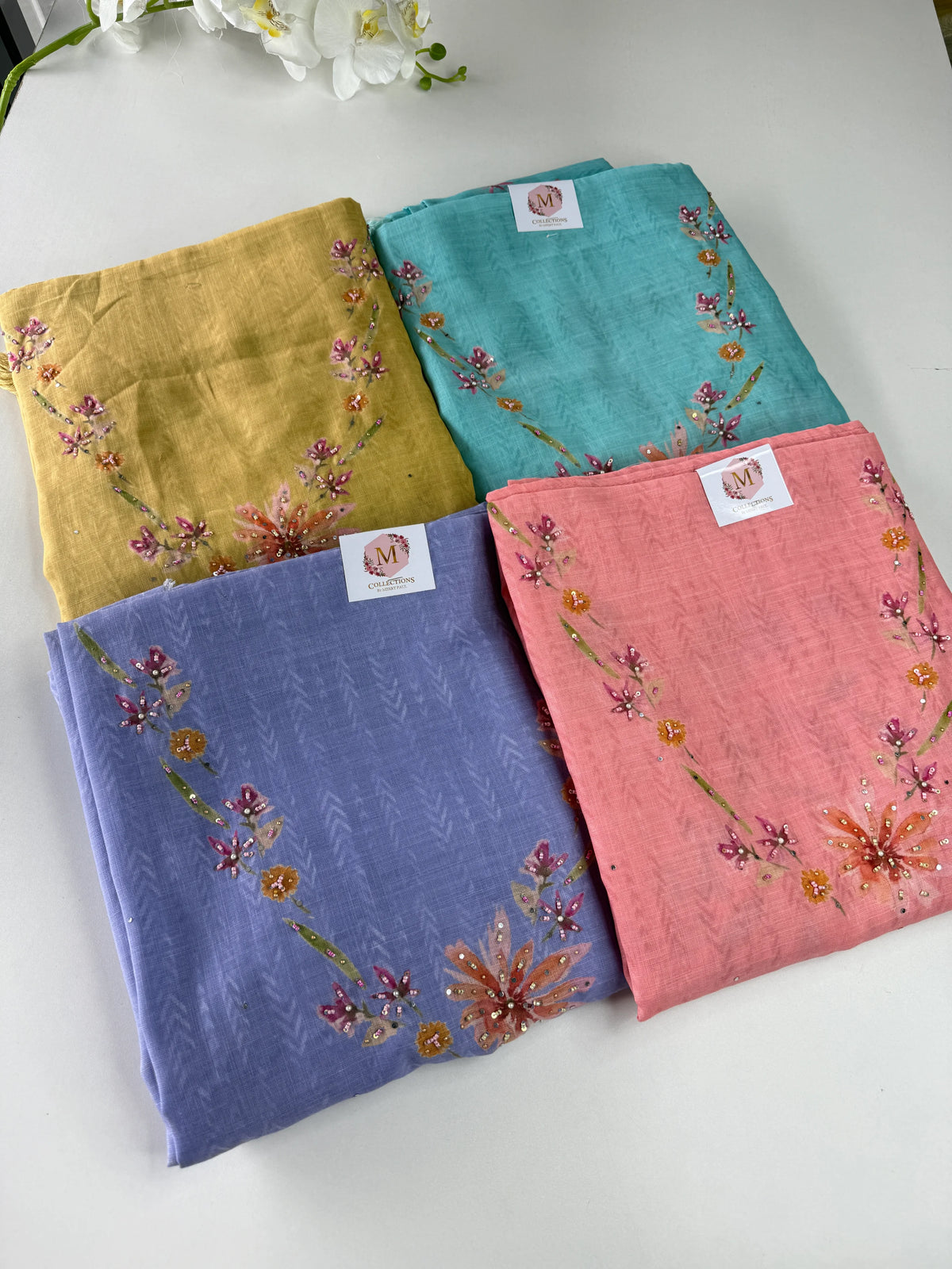 Soft linen cotton unstitched salwar set/ NC223