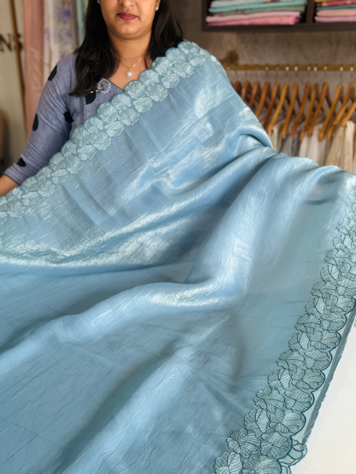 Crushed Organza Saree/ BP118