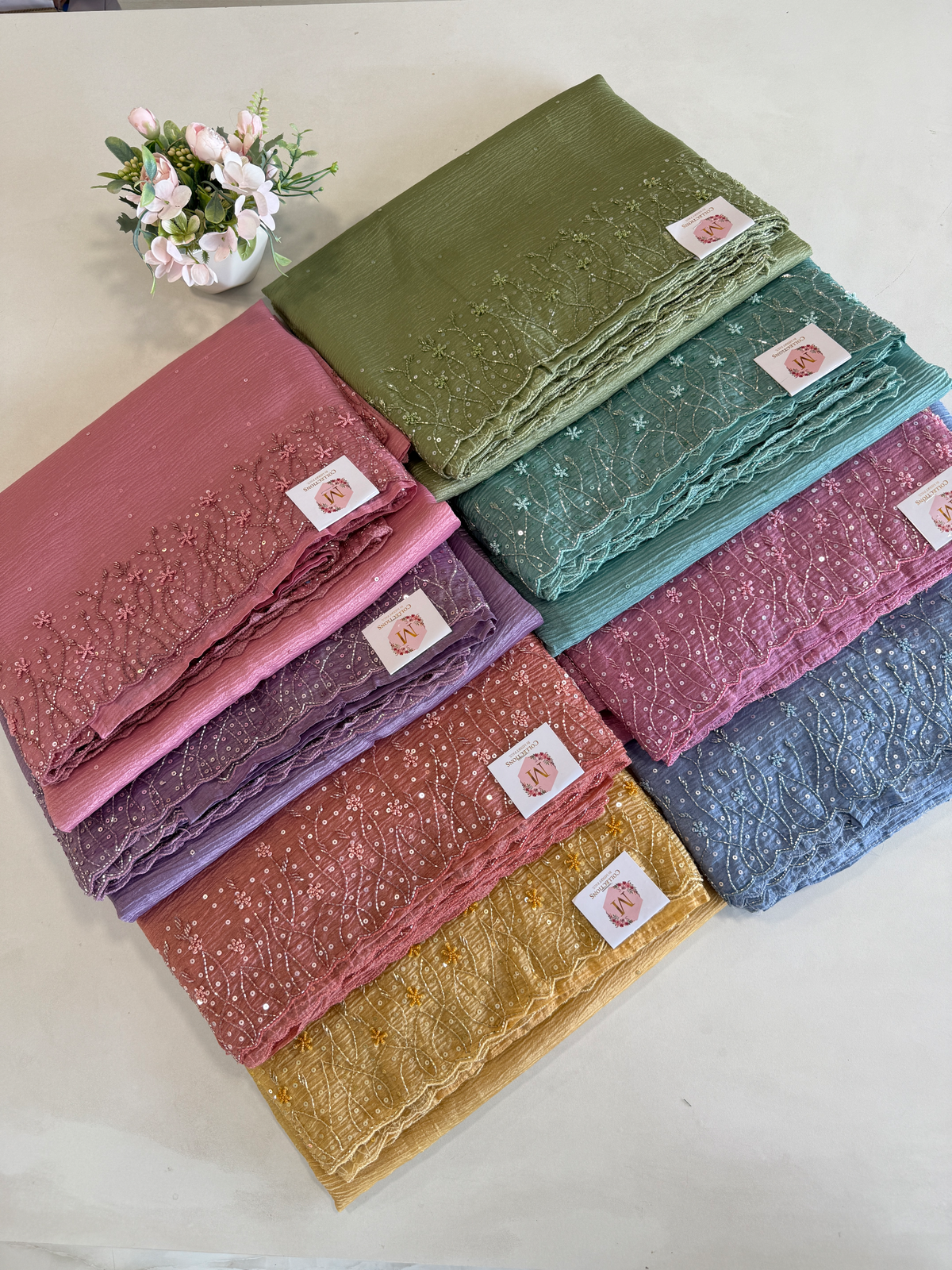 Crushed crape saree/ HW457