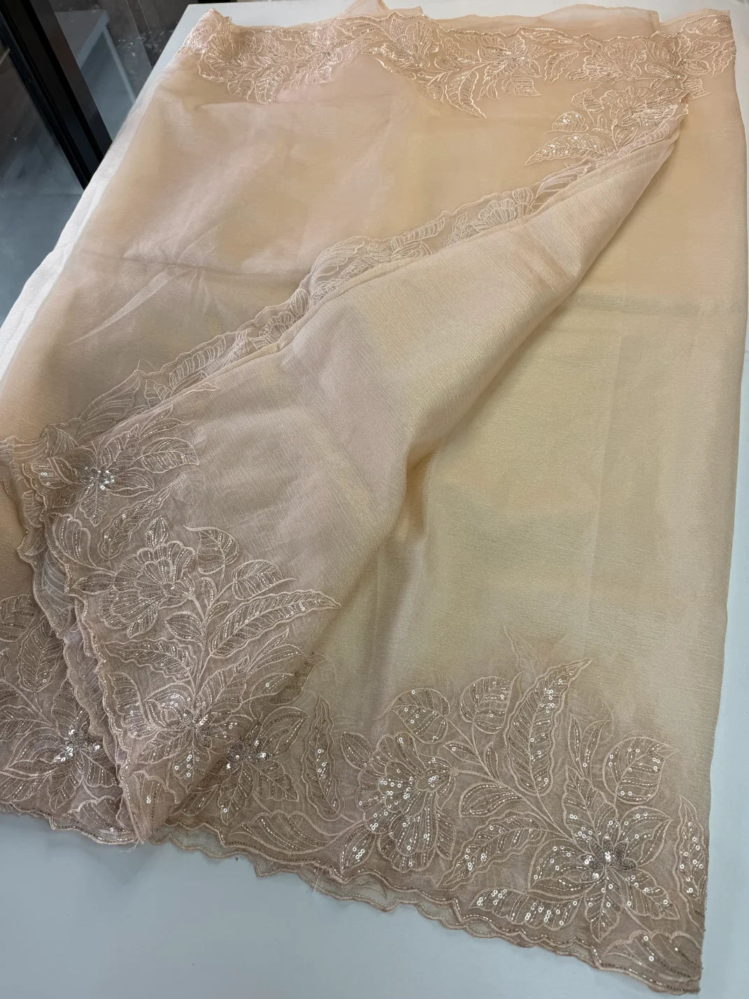 Crushed Foil blended Organza Saree/ AM104