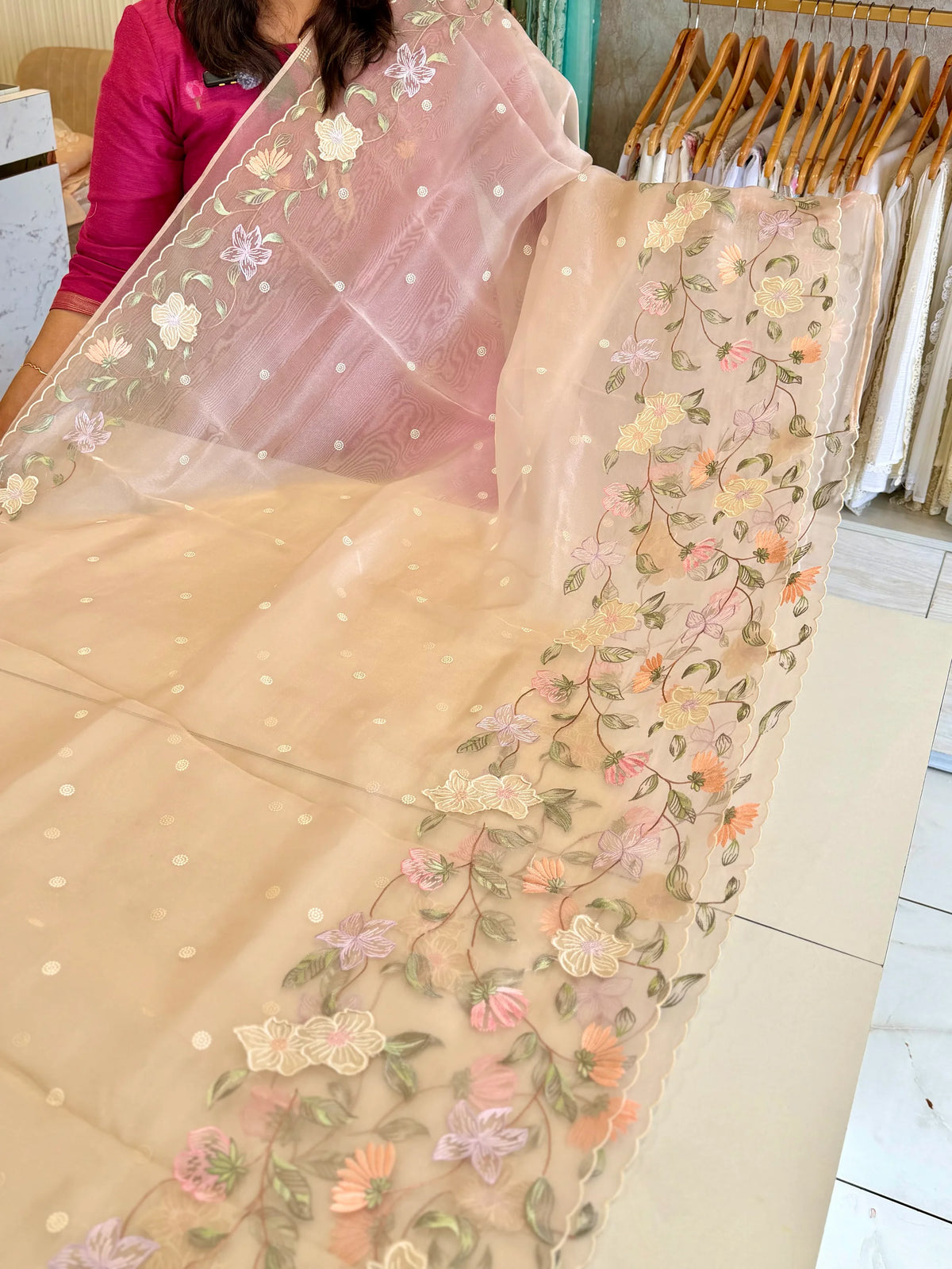 Glass organza Saree/ 155F