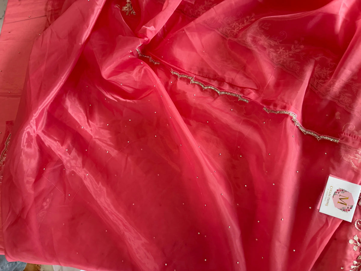 Satin organza saree/ AP59