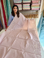 Slub Silk Saree floral appliqué / 125EFS