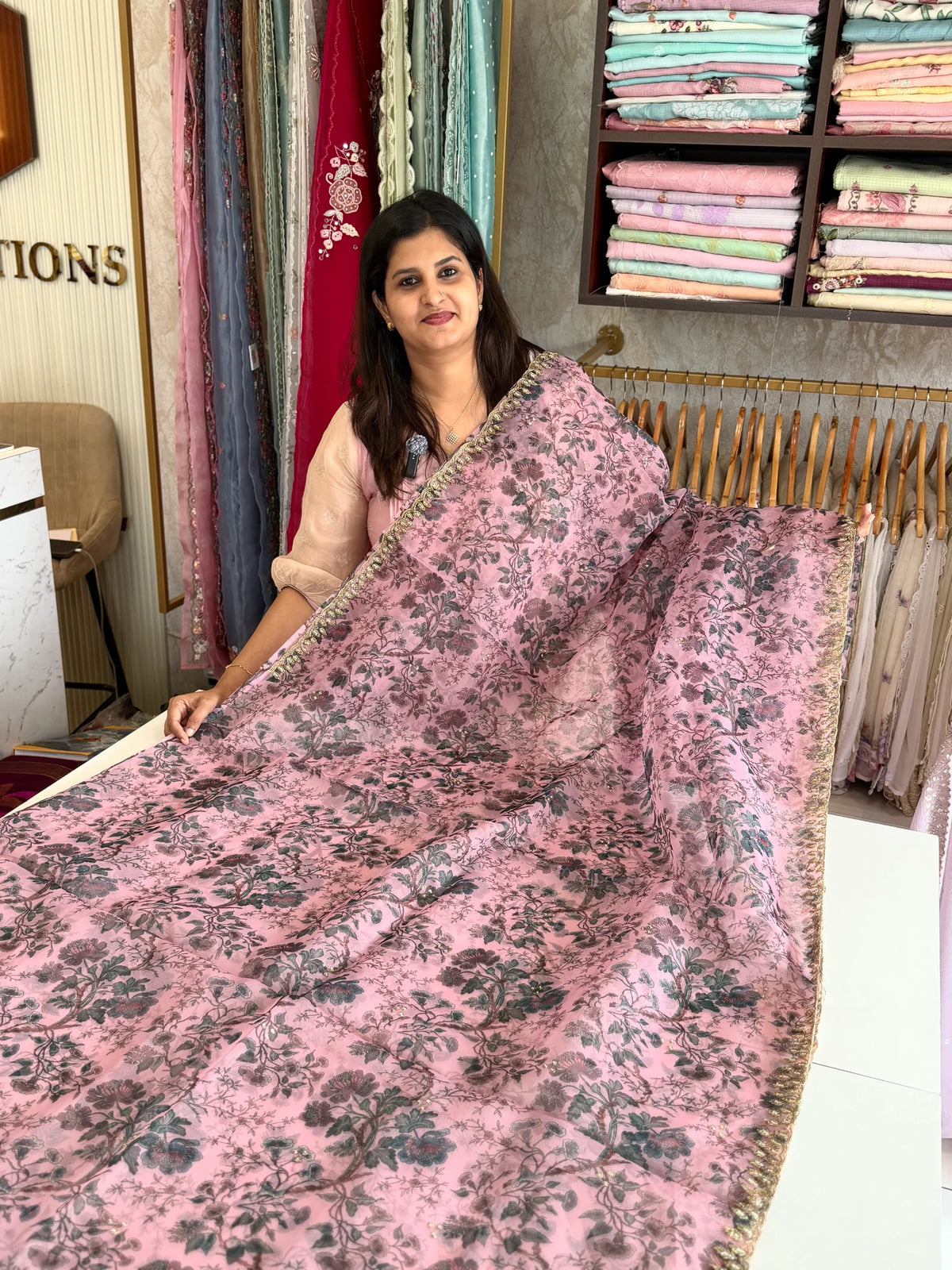 Digital printed organza Saree/ AP98