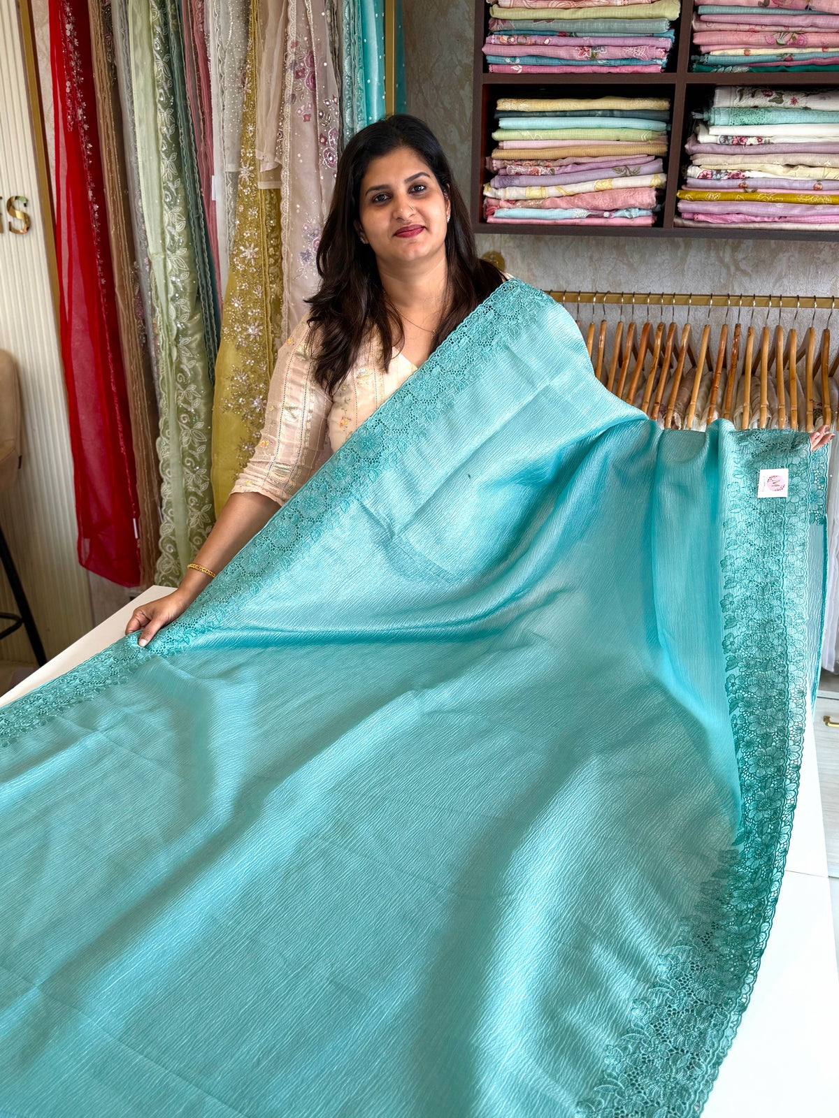 Crushed crape Saree/ CW053