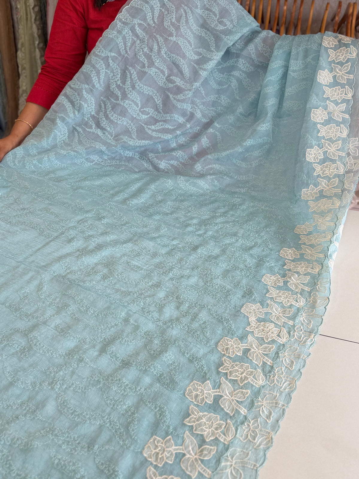 Crushed Organza saree/ BC602