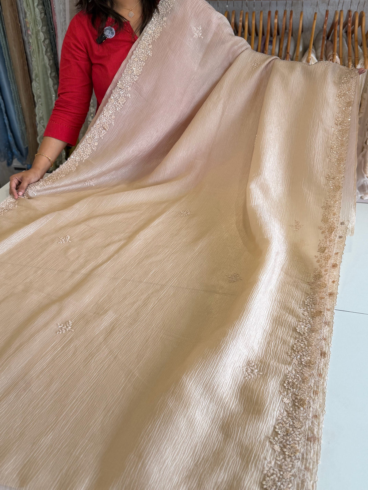 Crushed crape saree / HW661