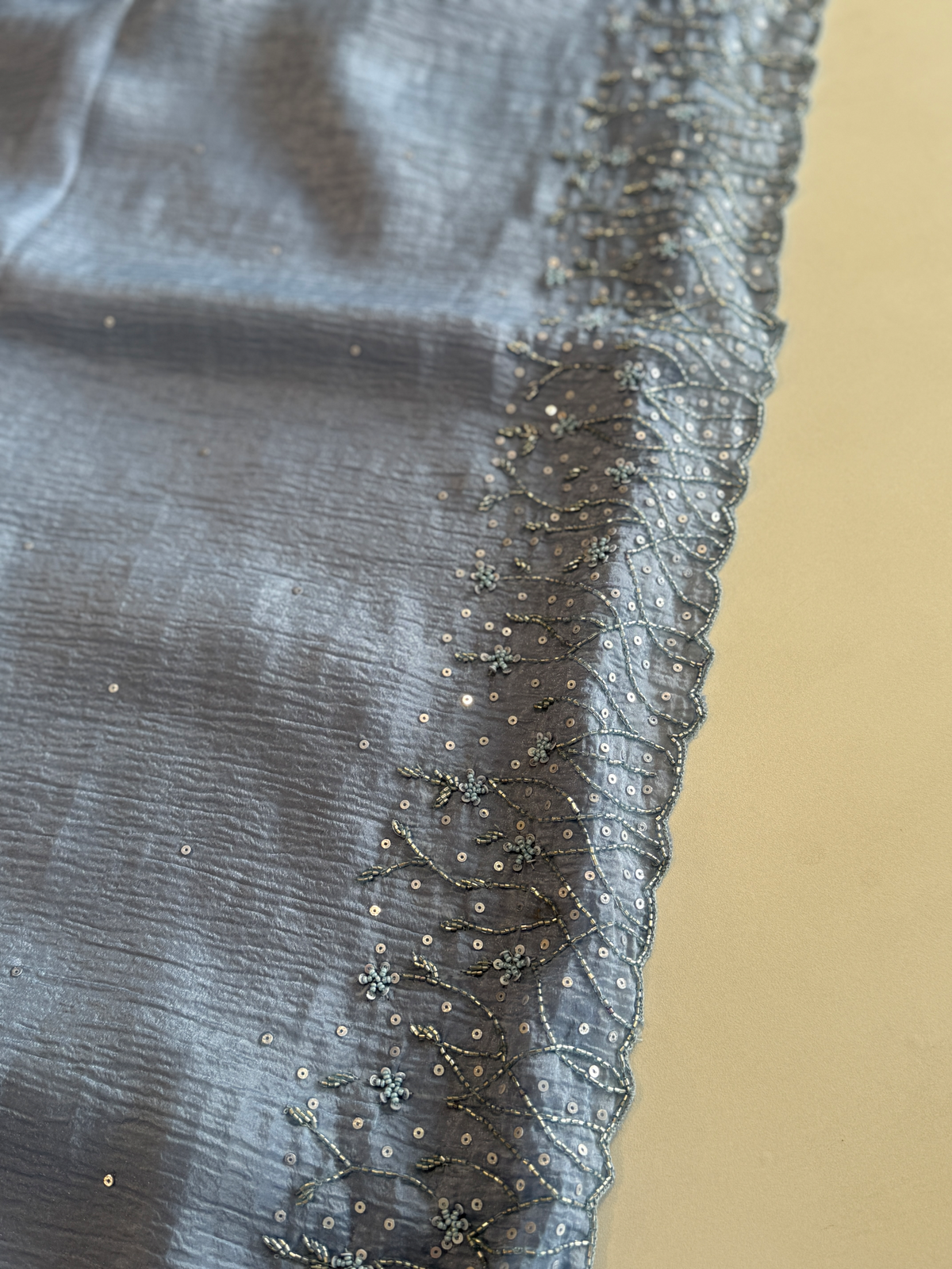 Crushed crape saree/ HW457