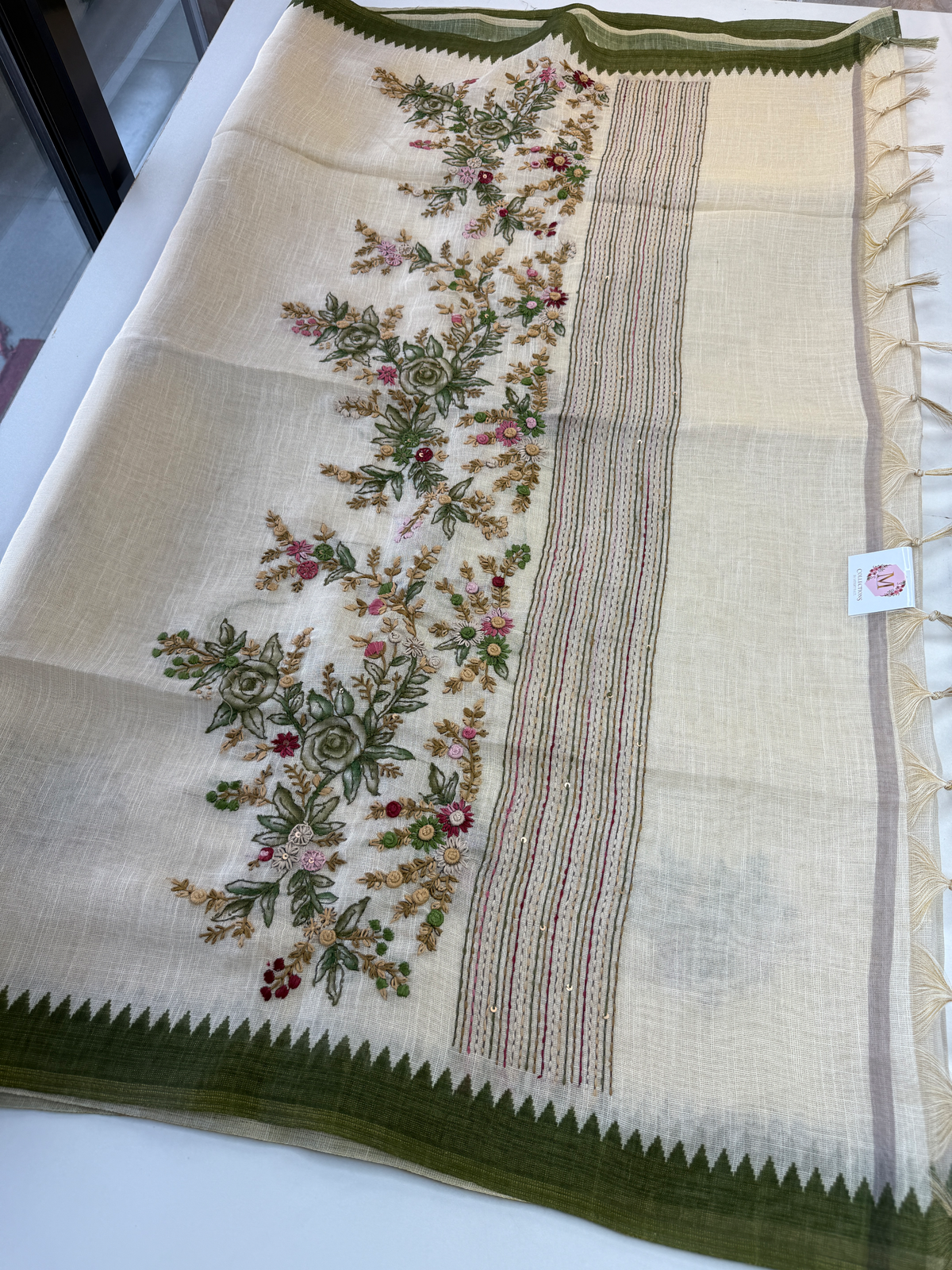 Tissue linen blended saree/ 1671