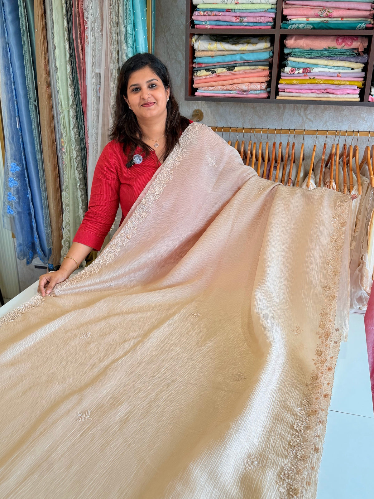 Crushed crape saree / HW661