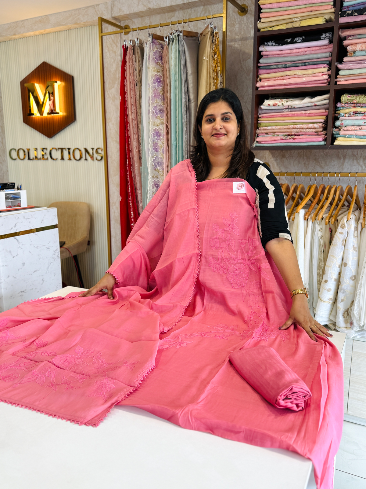 Soft Chanderi unstitched salwar set / NC57