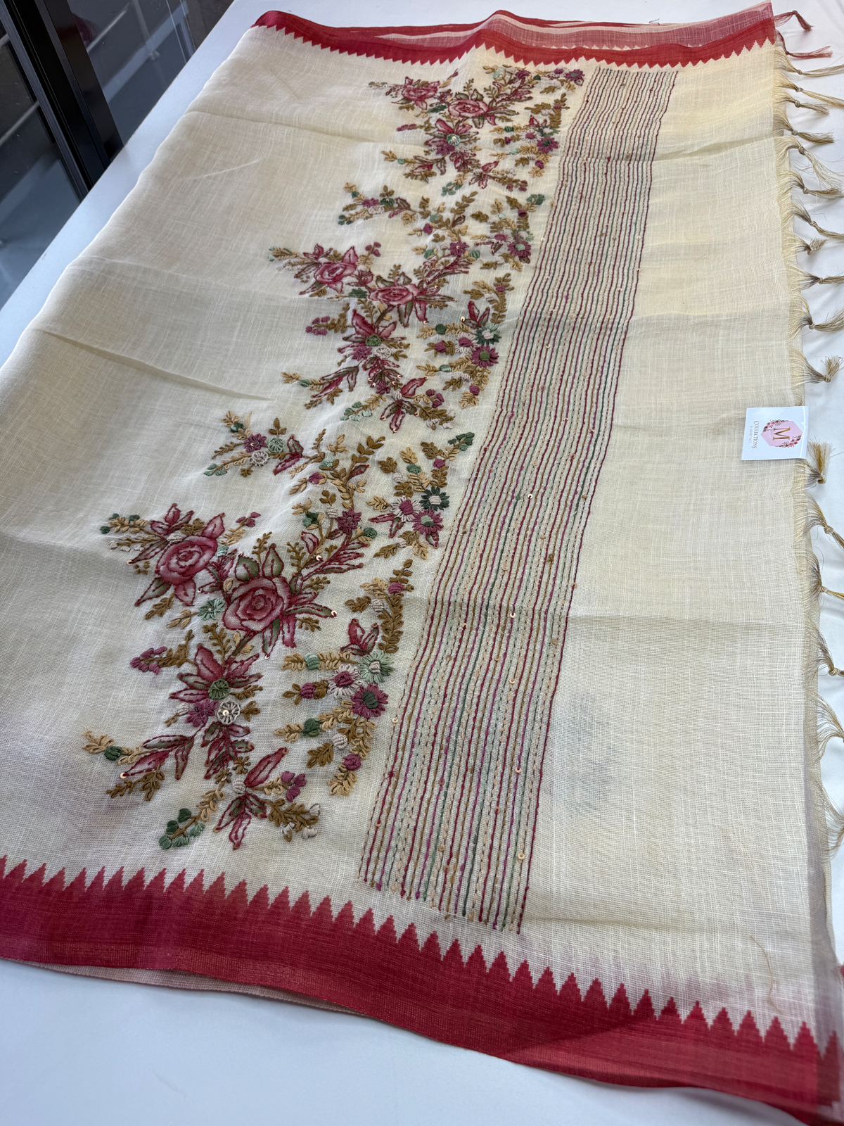 Tissue linen blended saree/ 1671