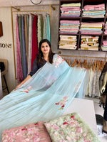 Crushed foil blended organza saree/ BL7317