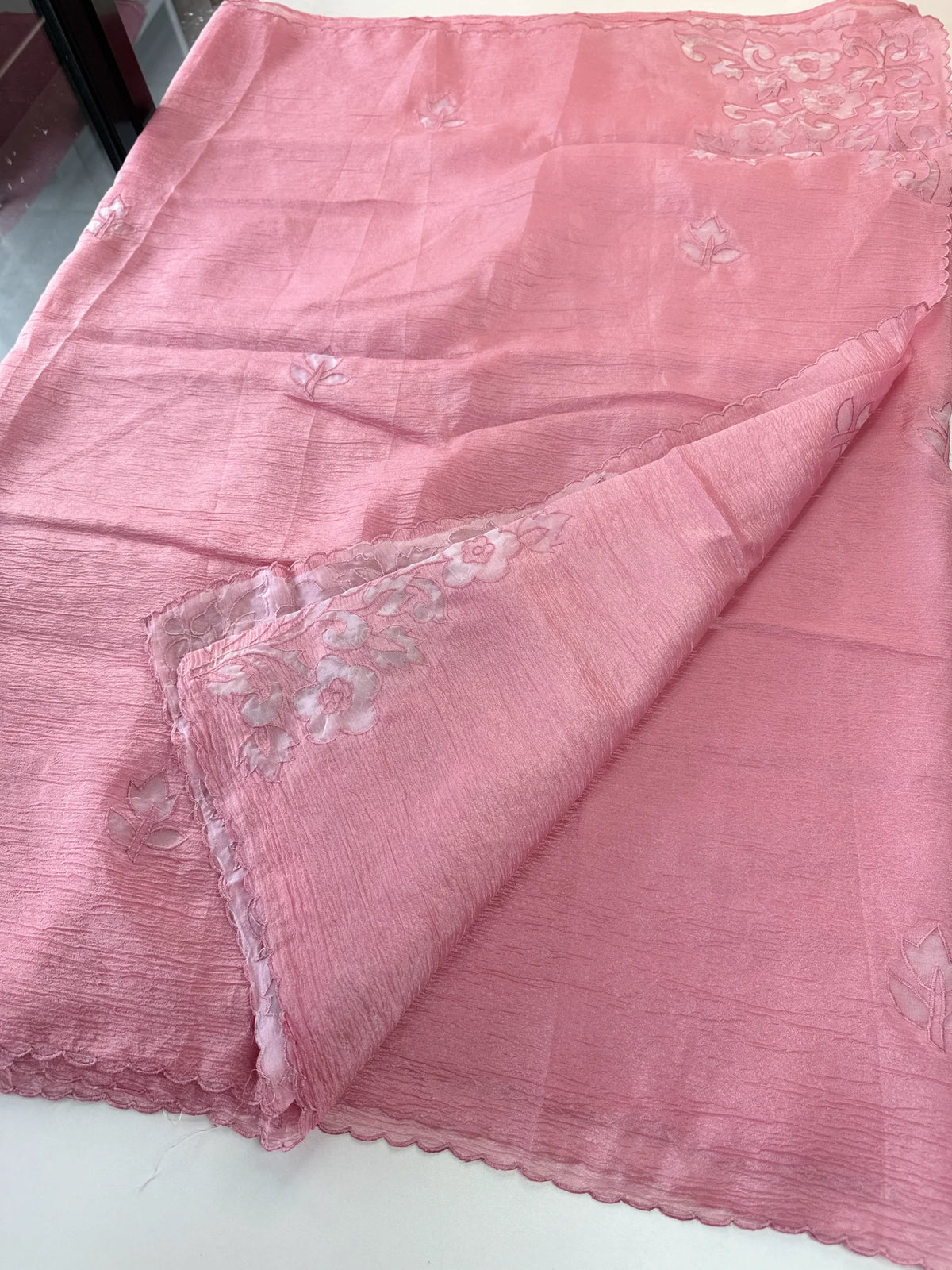 Crushed crape Saree/ AM107