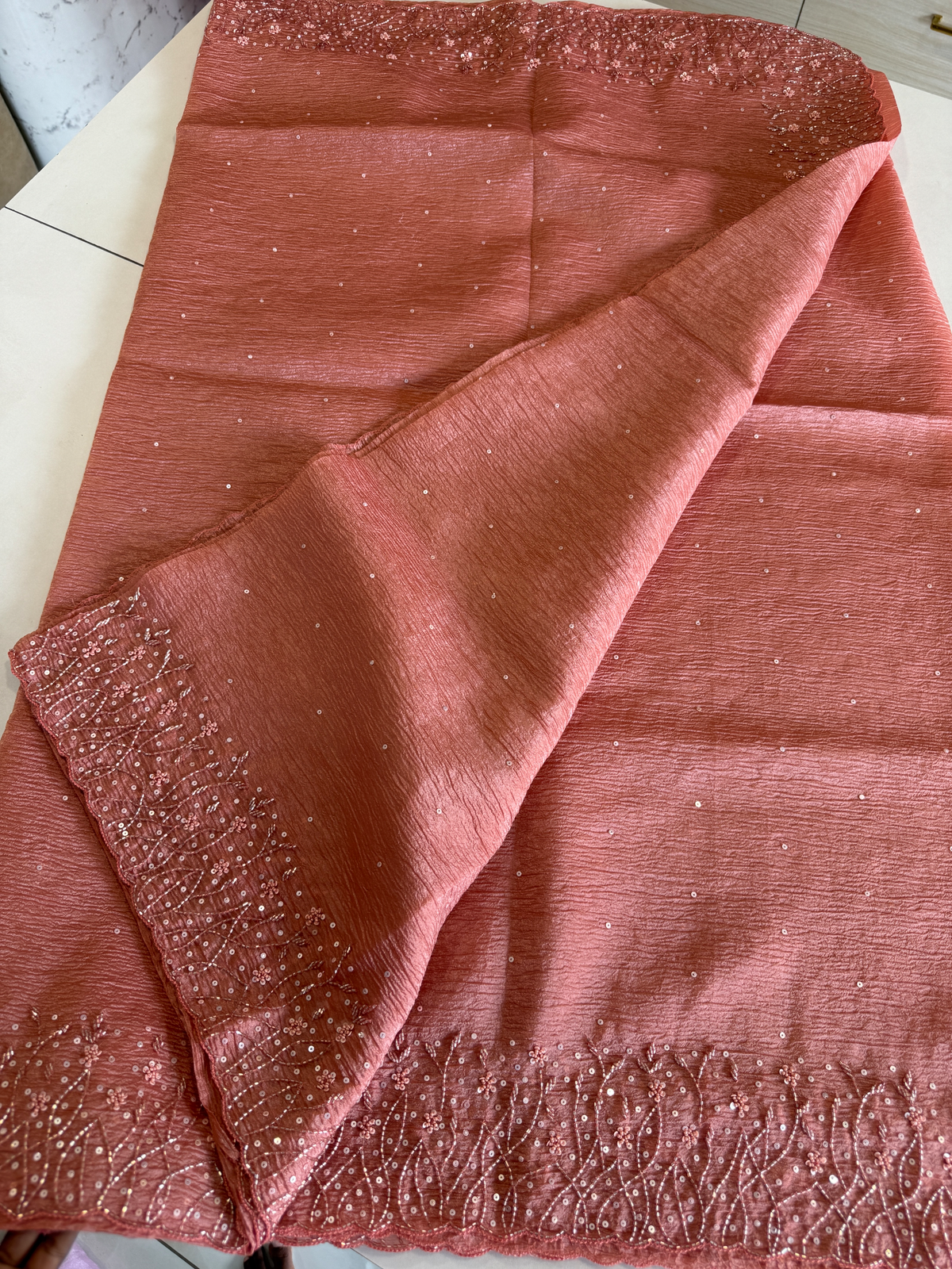 Crushed crape saree/ HW457