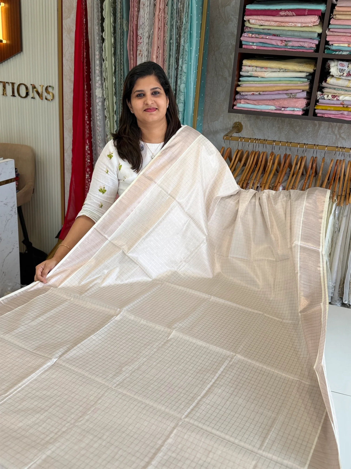 Rose gold Onam saree / MN6947