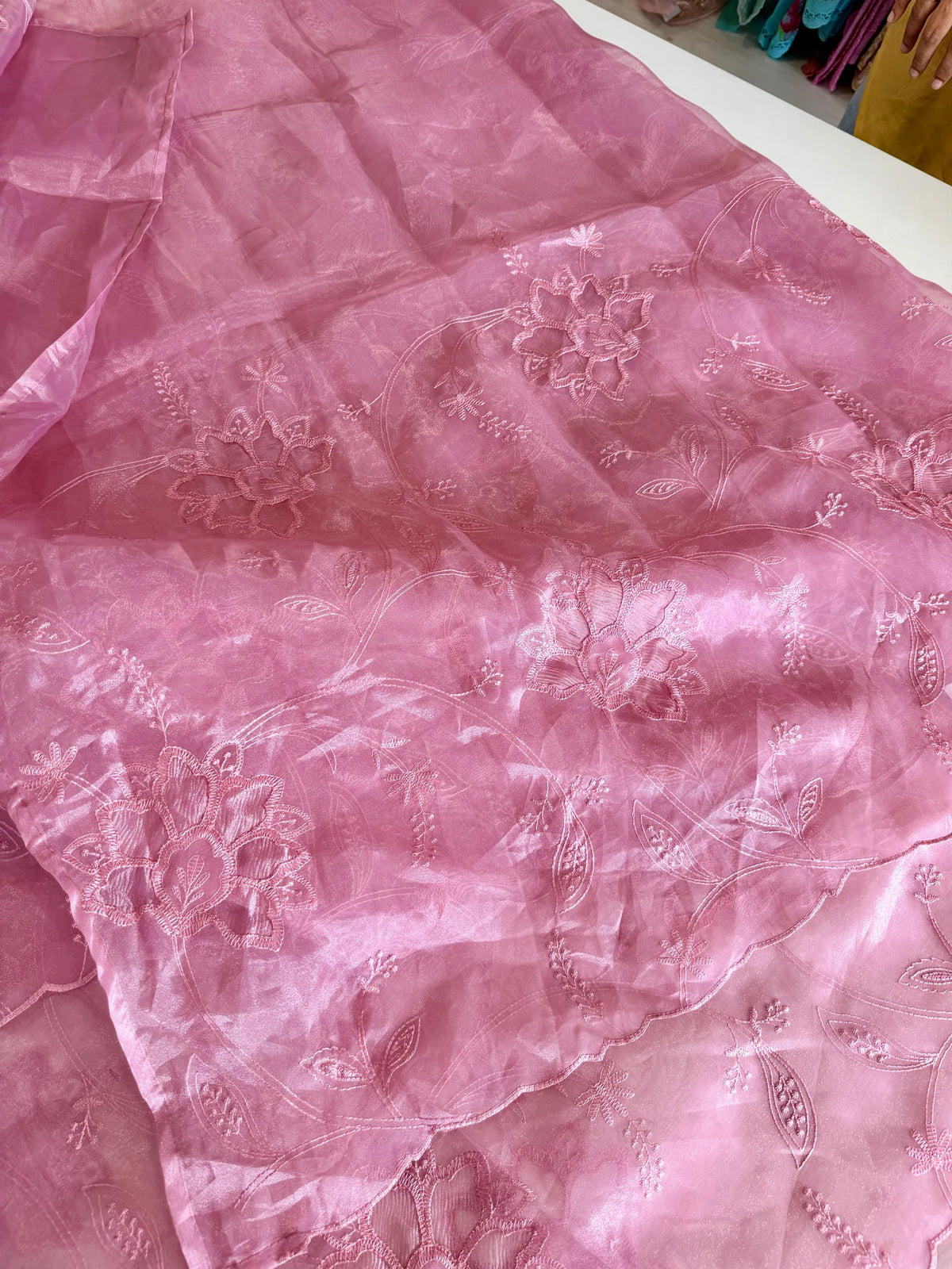 Glass Organza Appliqué work saree /MA278