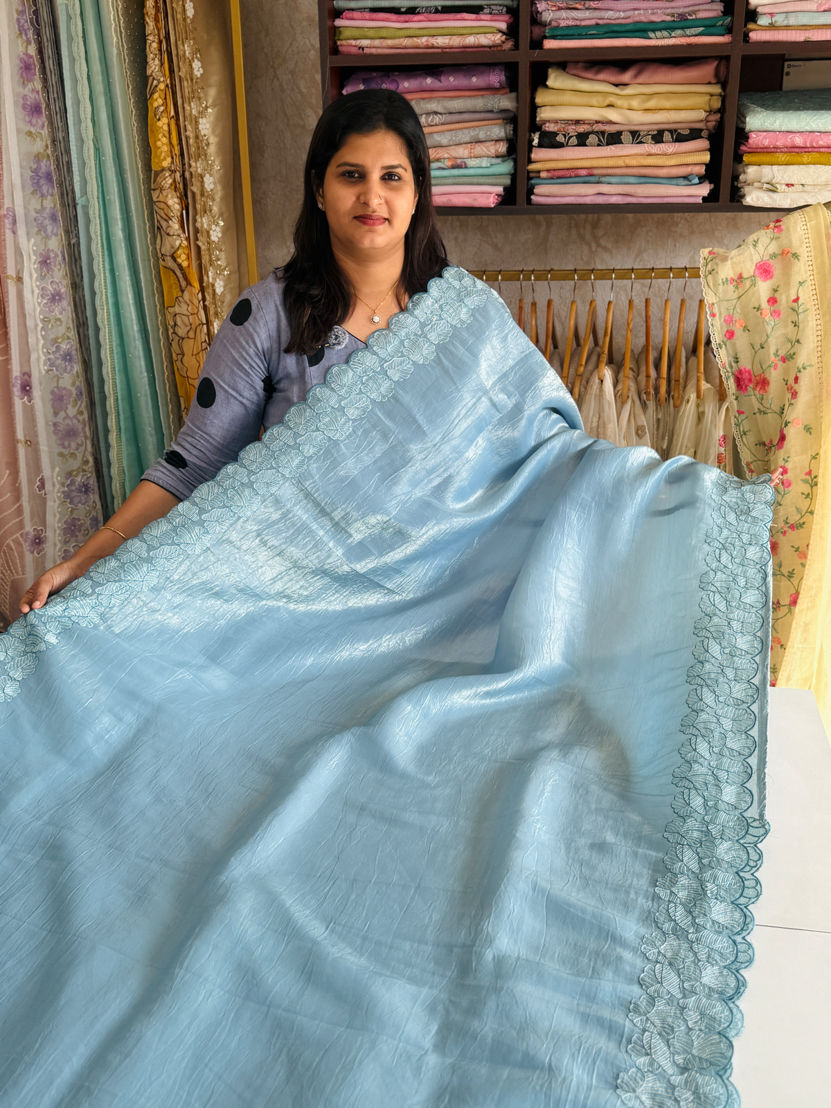Crushed Organza Saree/ BP118