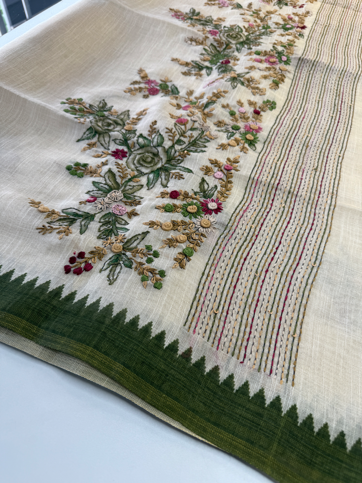 Tissue linen blended saree/ 1671
