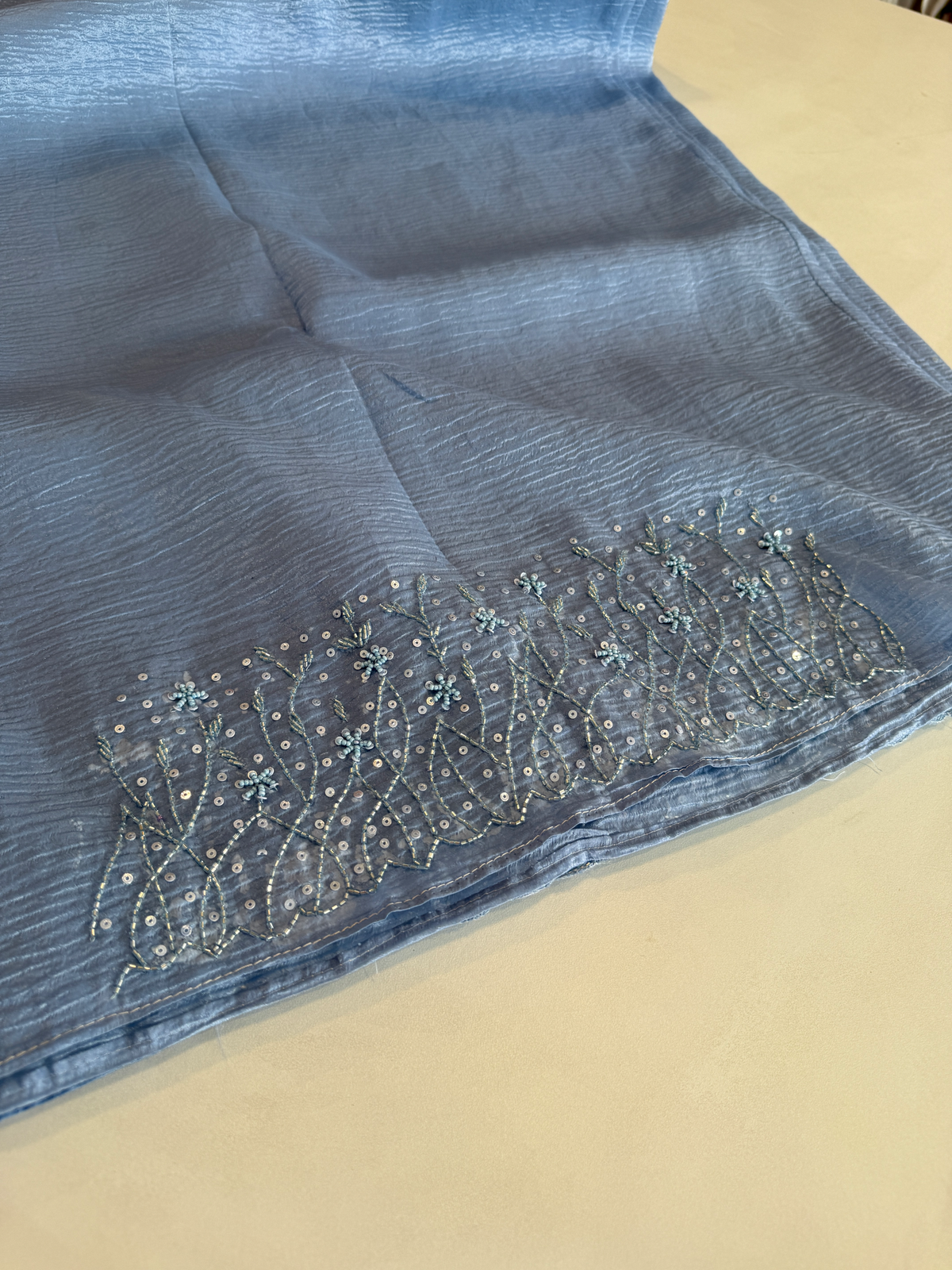 Crushed crape saree/ HW457