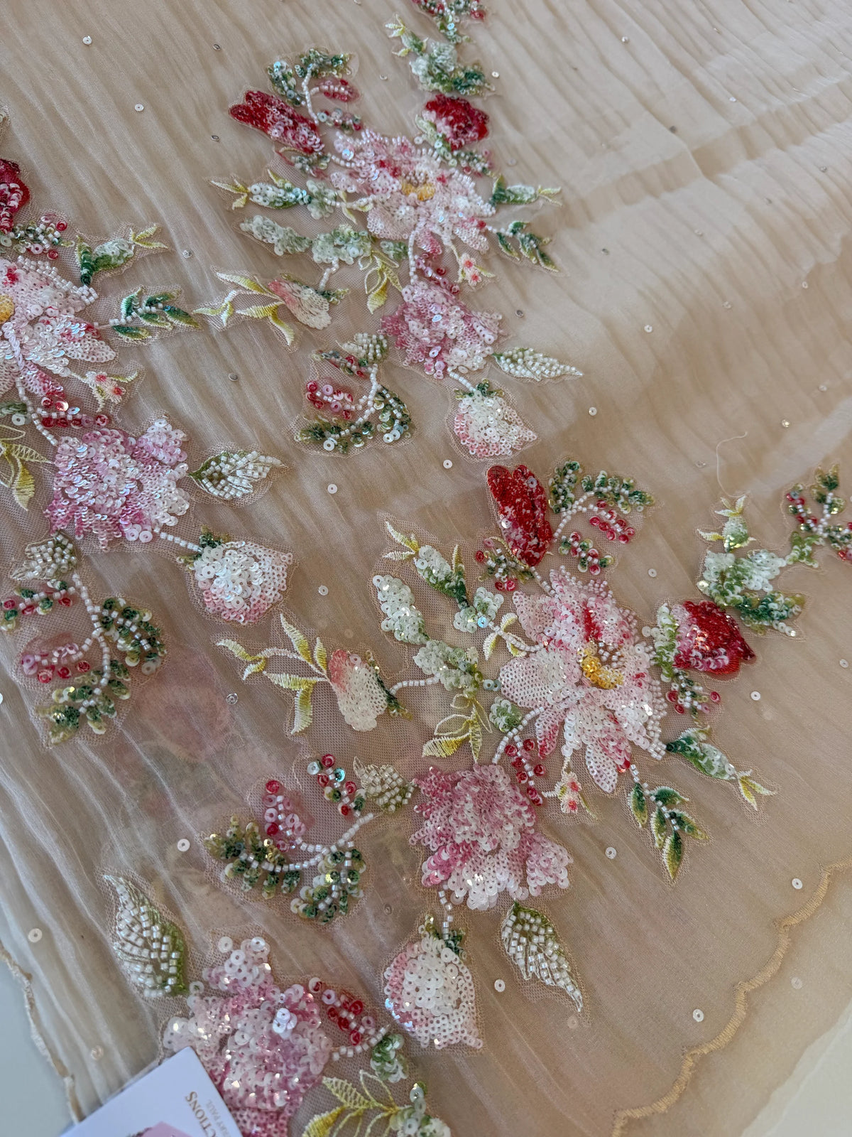 Crushed foil blended organza saree/ BL7317