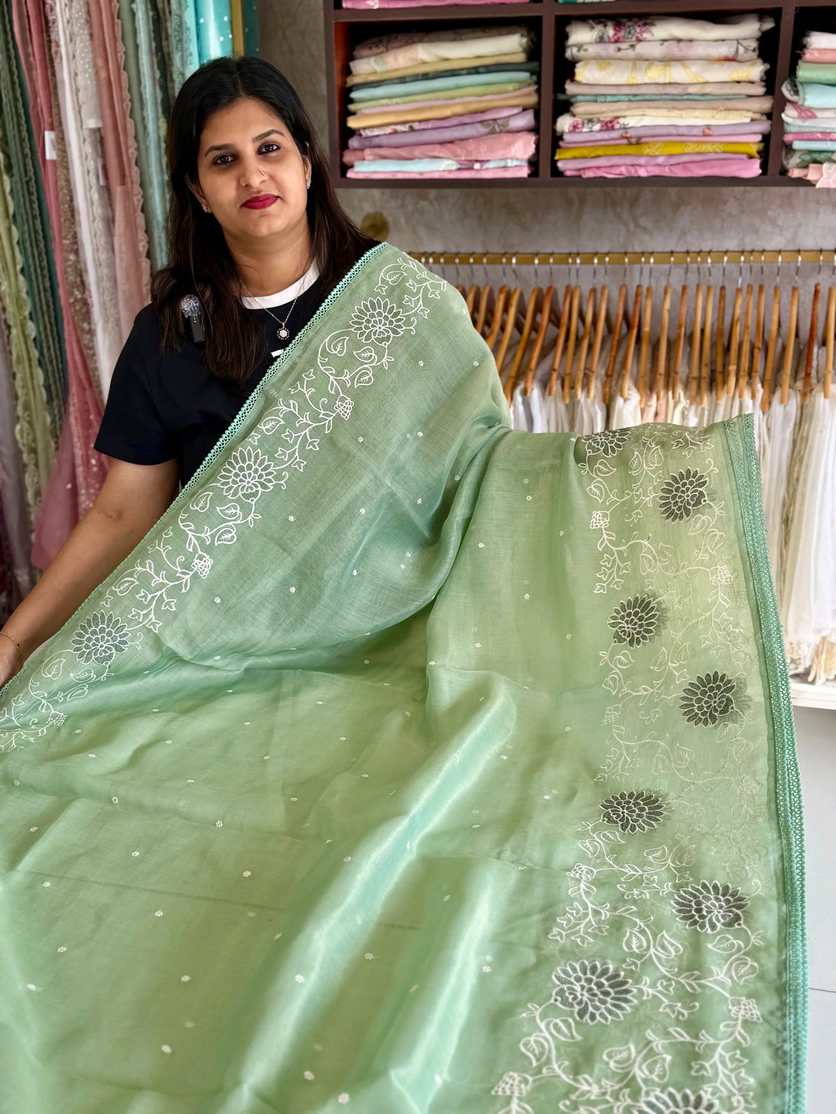 Tissue Chanderi Blended Saree/ 857E