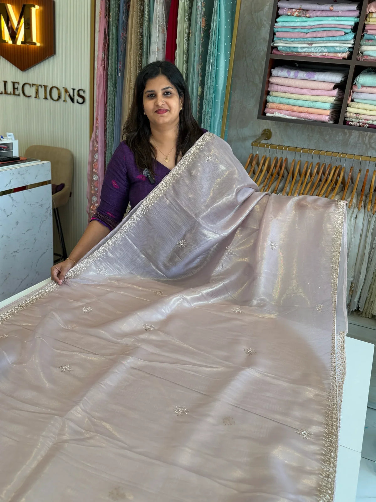 Tissue Organza party wear saree/PE92