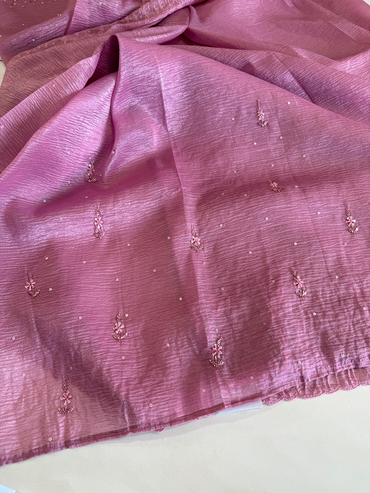 Crushed crape saree/ HW457