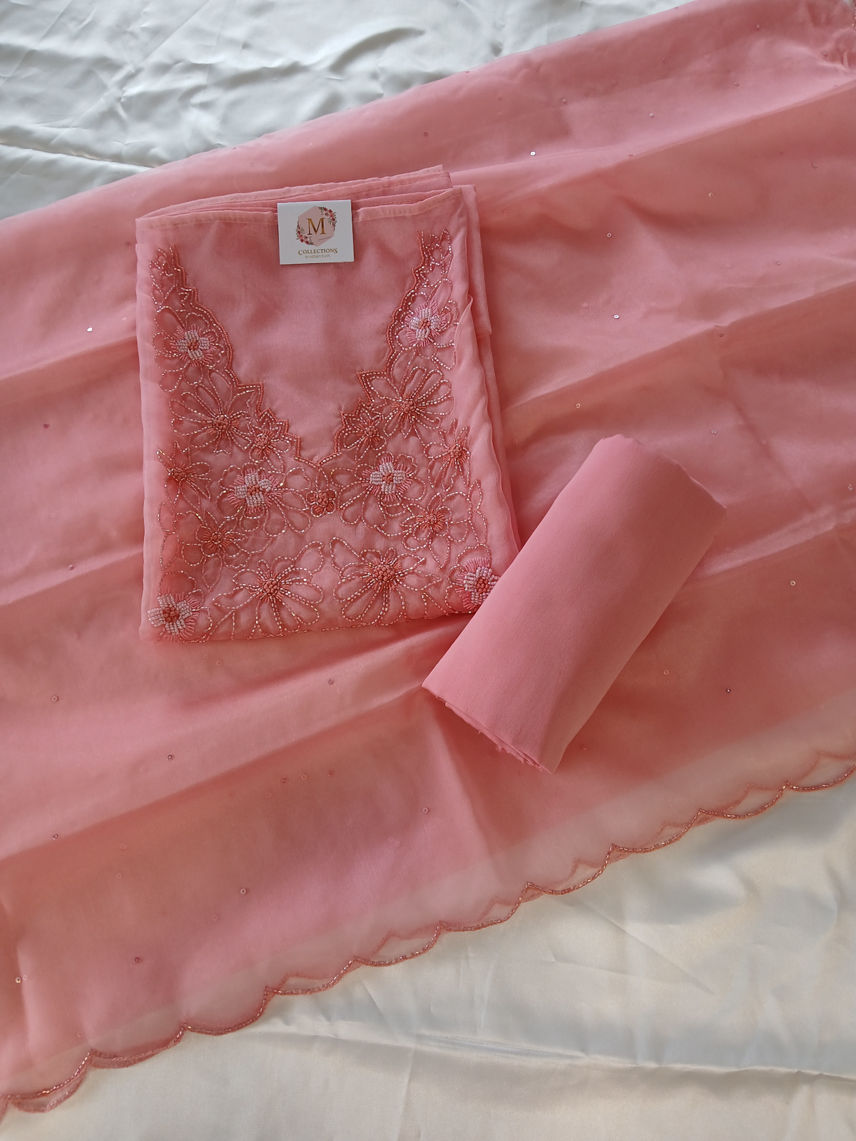 Soft organza unstitched salwar set / US1275