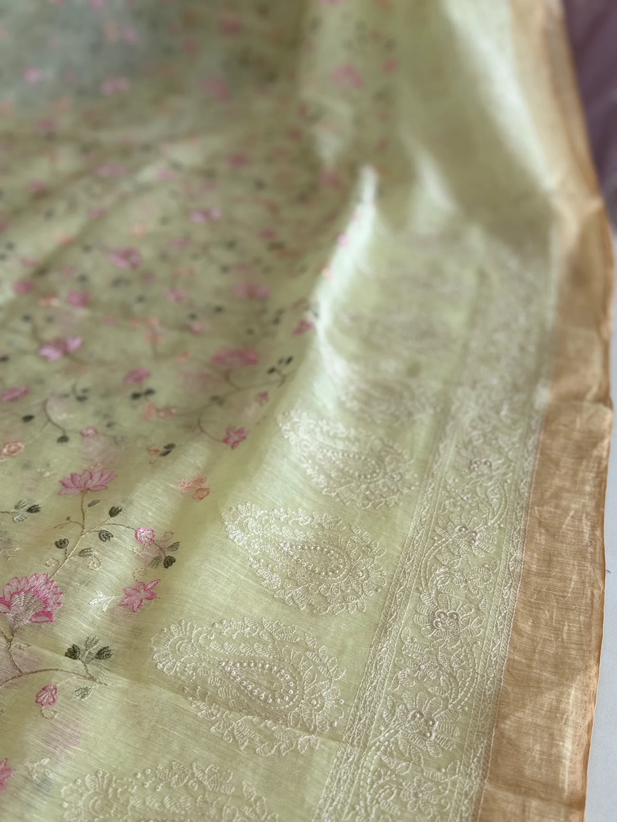 Pure Linen Kora silk saree/ K33