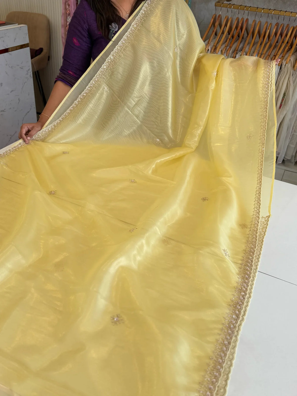 Tissue Organza party wear saree/PE92